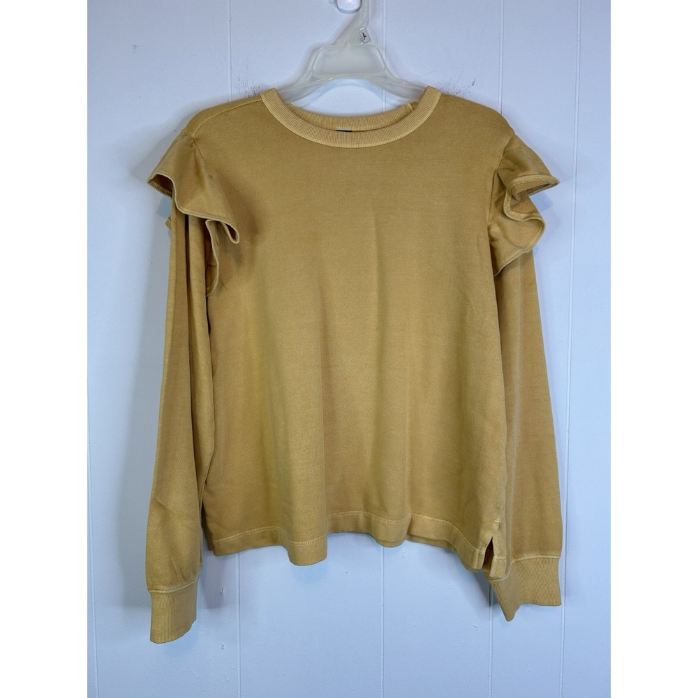 Old Navy Women's Size L Pull Over Ruffled Sweatshirt Yellow New With Tags 358